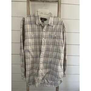 Grayers Clothiers Men's Long Sleeve Button Down Shirt Gray Blue Plaid Size XL